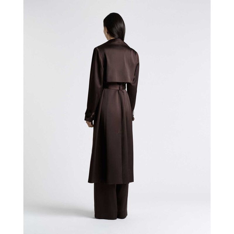 Cue Coffee Matte Satin Viscose Trench image number 1